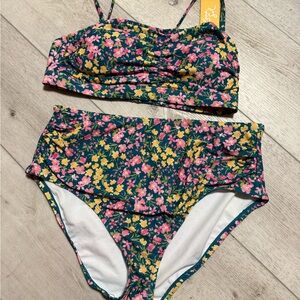 Colorful Floral Bikini Set.  Never worn size L